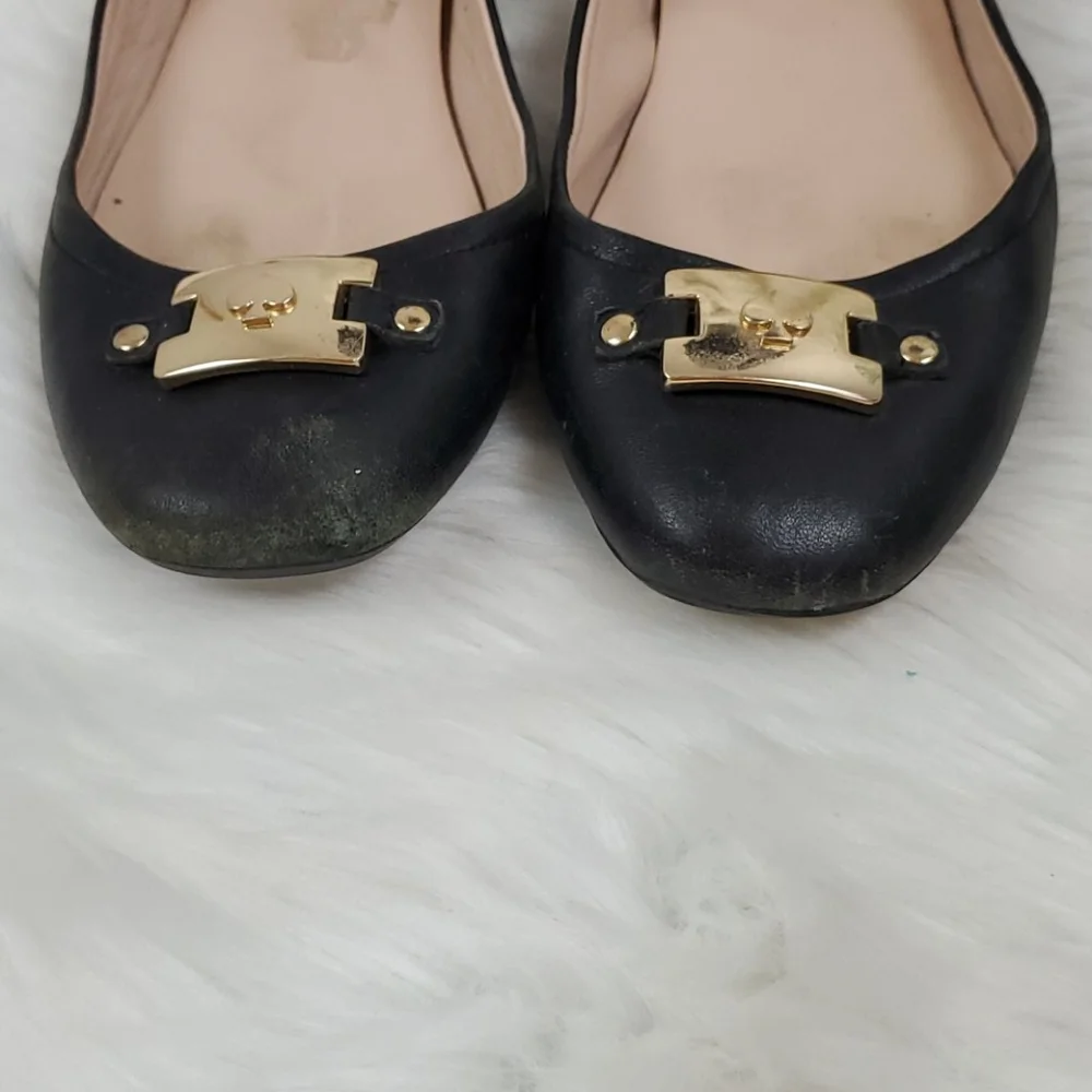 Kate Spade black leather upper shoes flat size women 6.5